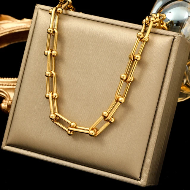 Exaggerated Gold Thick Chain Necklace — 316L Stainless Steel Waterproof | Women