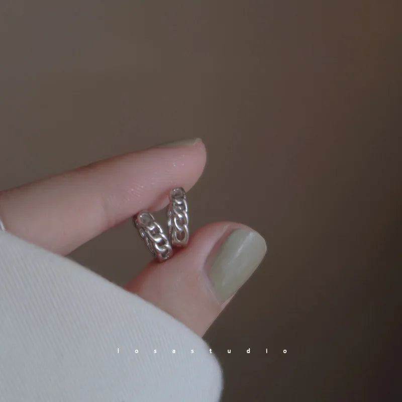 Sterling Silver Earrings Fashionable New Style for Women Elegant Niche High End Simple and Plain Ear Ornaments