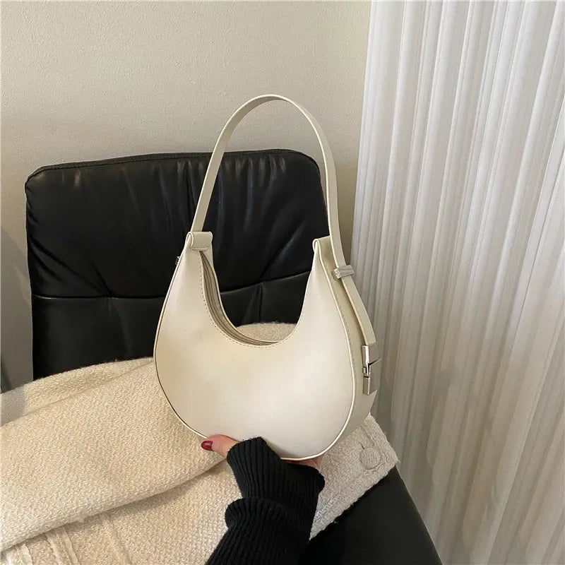 Fashion Luxury Design PU Leather Hobo Shoulder Bag Women Small Clutch Handbag Purse Female Underarm Bag Travel Totes