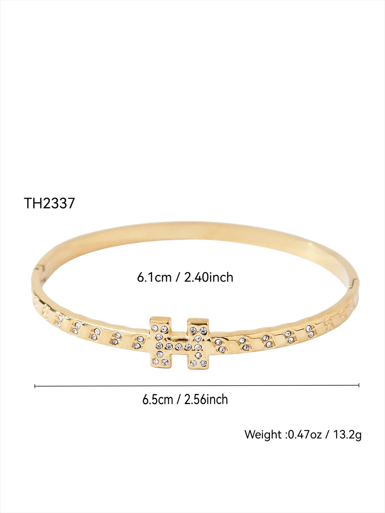 Fashionable, Personalized, Exquisite, Versatile, Trendy Stainless Steel Diamond-Studded Letter H Slim Bracelet For Women
