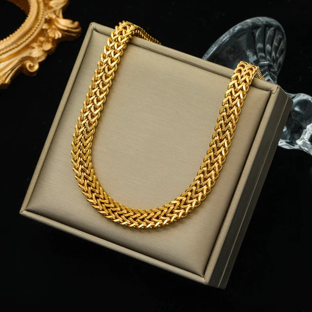 Exaggerated Gold Thick Chain Necklace — 316L Stainless Steel Waterproof | Women