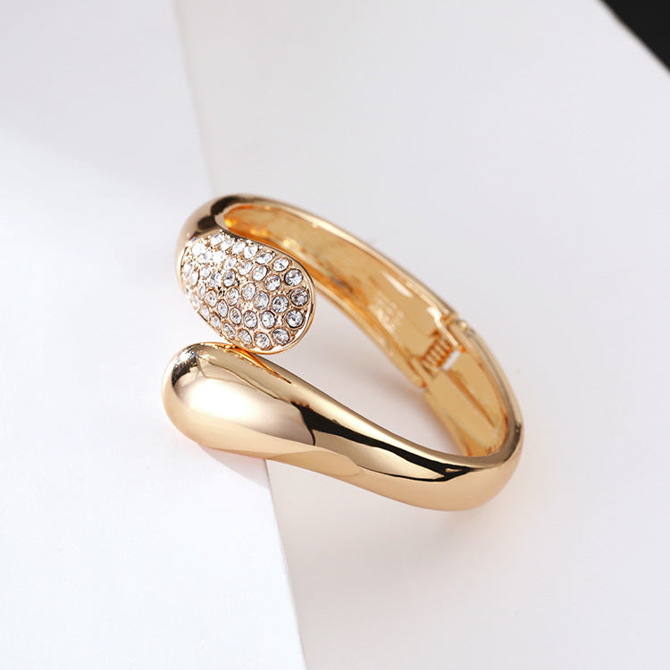 Statement Alloy Cuff Bangle — Open Gold Tone Bracelet | Women