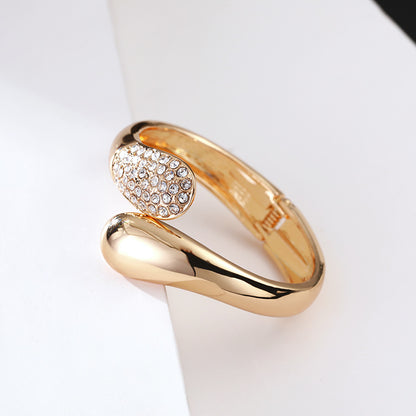 Statement Alloy Cuff Bangle — Open Gold Tone Bracelet | Women