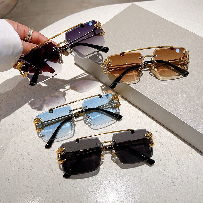 Hollow Mirror Leg Sunglasses — Hip Hop Street Style Gold Frame | Unisex