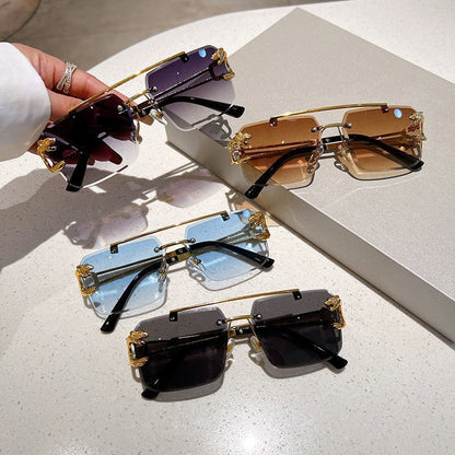 Hollow Mirror Leg Sunglasses — Hip Hop Street Style Gold Frame | Unisex