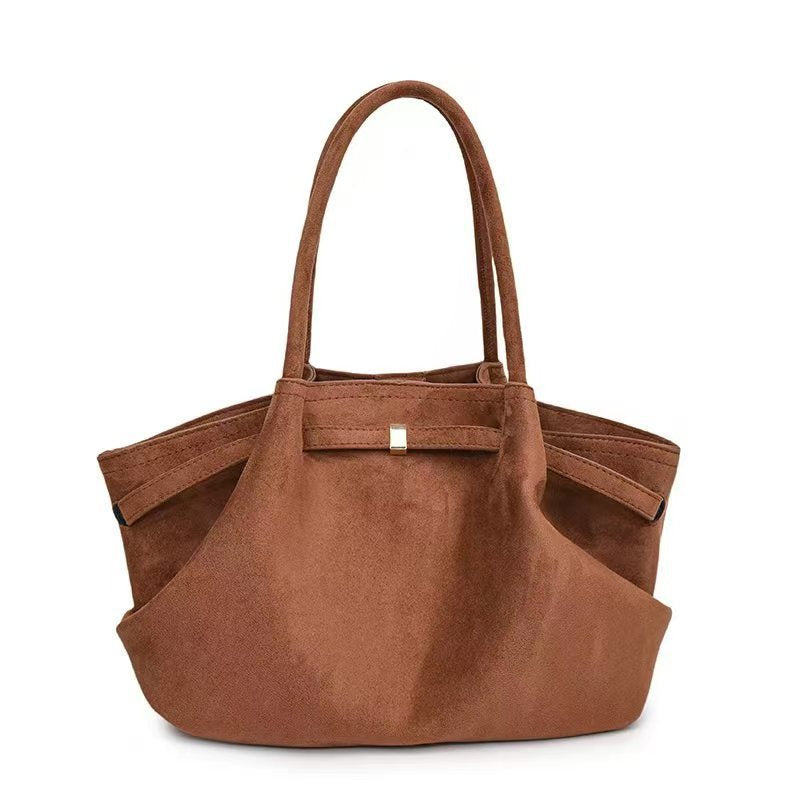 Velvet Suede Tote Bag — Large Capacity Retro Commuter Handbag | Women
