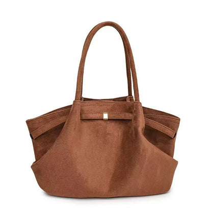Velvet Suede Tote Bag — Large Capacity Retro Commuter Handbag | Women
