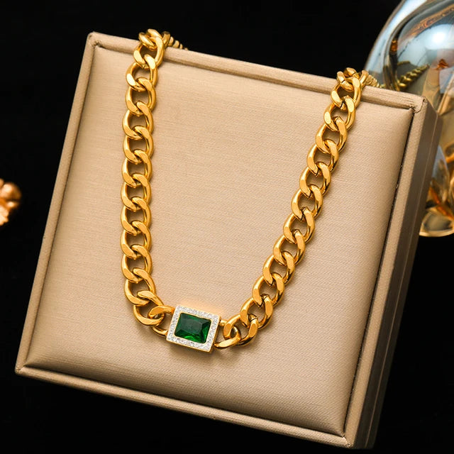 Exaggerated Gold Thick Chain Necklace — 316L Stainless Steel Waterproof | Women