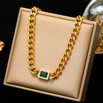 Exaggerated Gold Thick Chain Necklace — 316L Stainless Steel Waterproof | Women