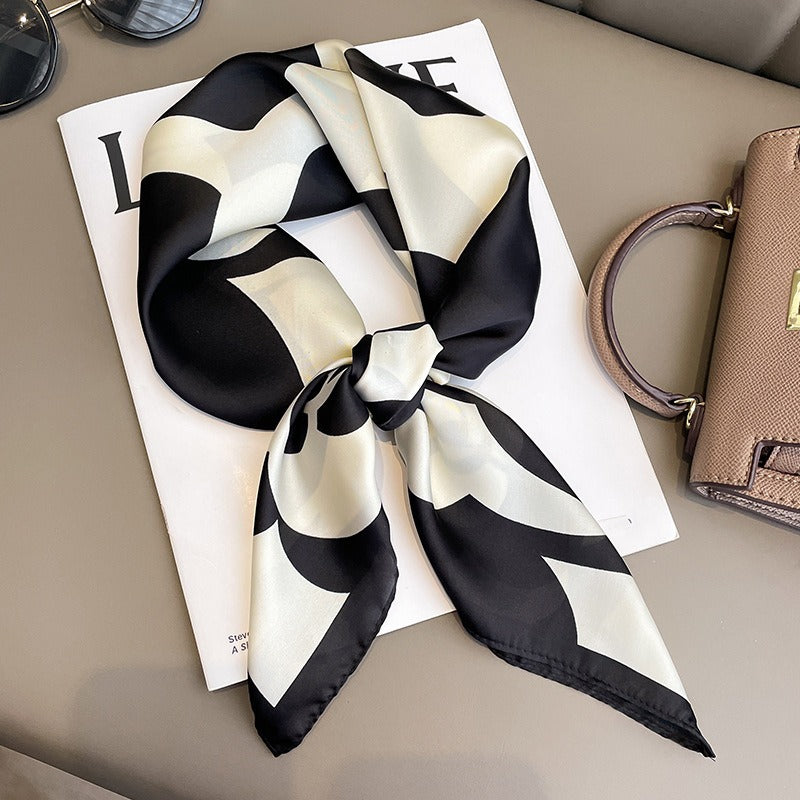 Korean-Style Square Silk Scarf — Headband, Bag Charm & Neck Tie | Women
