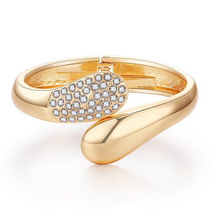 Statement Alloy Cuff Bangle — Open Gold Tone Bracelet | Women