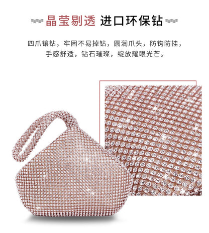 Rhinestone Clutch Evening Bag for Women — Silk Dumpling Bag in Gold, Silver & More