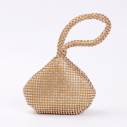 Rhinestone Clutch Evening Bag for Women — Silk Dumpling Bag in Gold, Silver & More