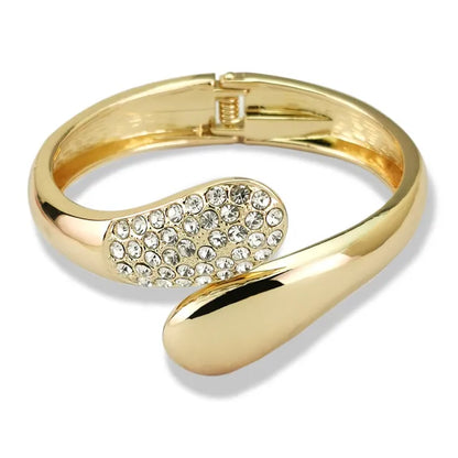 Statement Alloy Cuff Bangle — Open Gold Tone Bracelet | Women