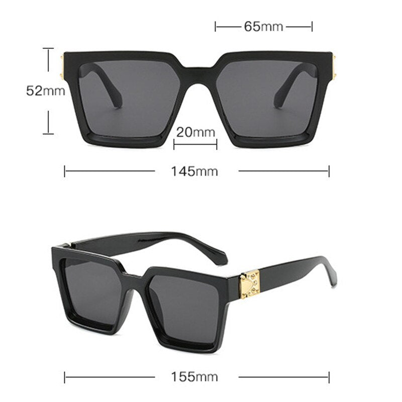 Oversized Square Mirror Sunglasses — Luxury Brand Style | Unisex