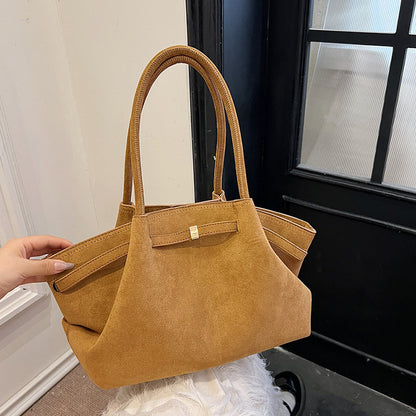 Velvet Suede Tote Bag — Large Capacity Retro Commuter Handbag | Women