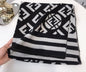 Letters Print Cotton Twill Scarf — Thick Warm Shawl | Women