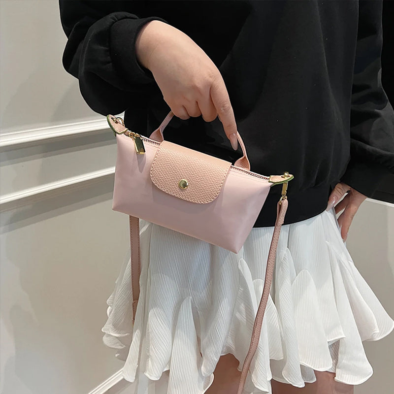 Mini Dumpling Crossbody Bag — Color-Block Nylon Phone Bag | Women 2025
