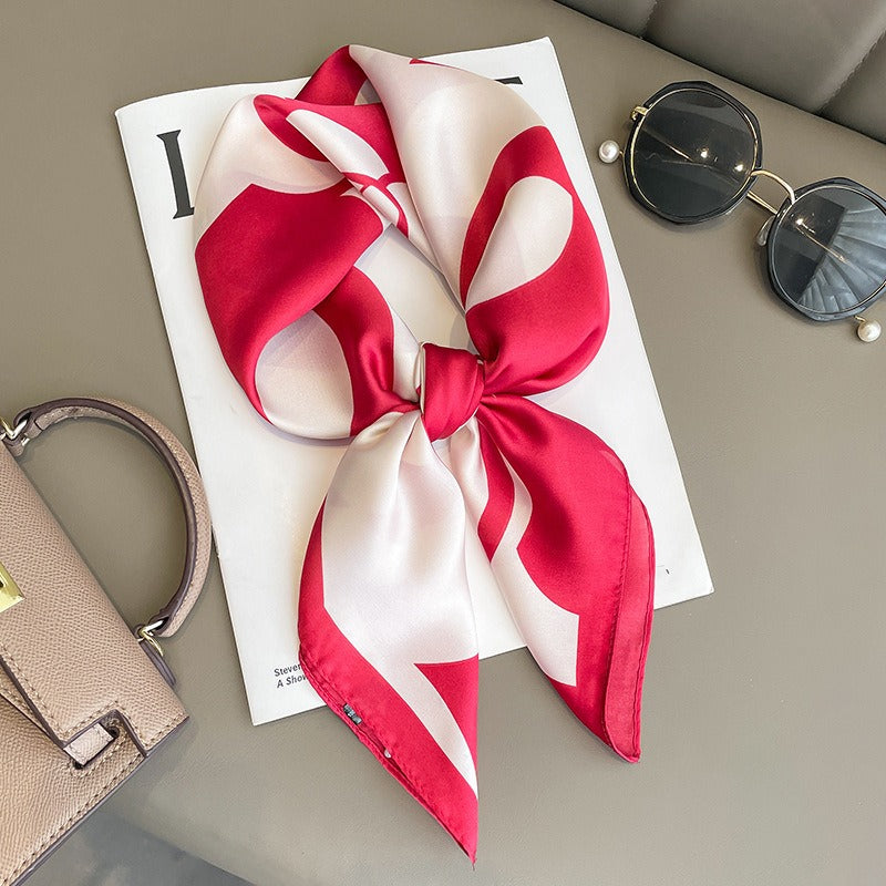 Korean-Style Square Silk Scarf — Headband, Bag Charm & Neck Tie | Women