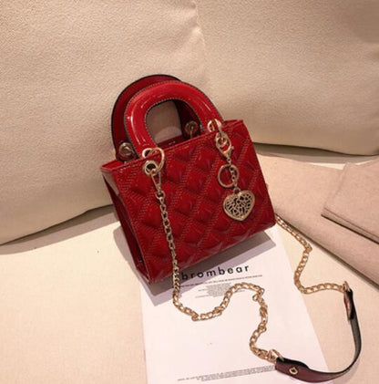 Lingge Quilted Chain Shoulder Bag — Patent Leather Designer Crossbody | Women