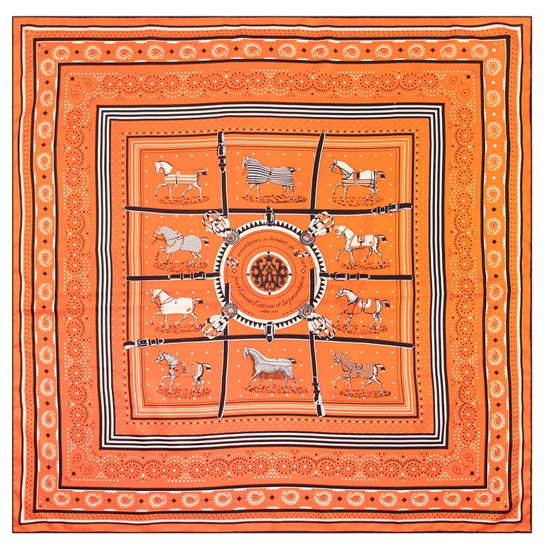 Handmade Curled Edge Twill Silk Square Scarf — Checkered Print Shawl & Headband | Women