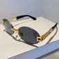 Frameless Oval Sunglasses — Anti-Purple Light Gold Frame | Women