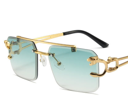 Hollow Mirror Leg Sunglasses — Hip Hop Street Style Gold Frame | Unisex