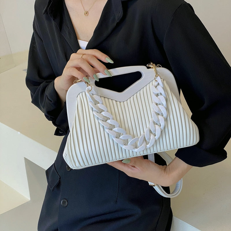 Pleated Triangle Shoulder Bag — Designer-Inspired Crossbody & Clutch | Women