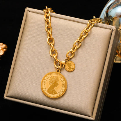 Exaggerated Gold Thick Chain Necklace — 316L Stainless Steel Waterproof | Women