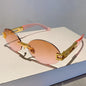 Frameless Oval Sunglasses — Anti-Purple Light Gold Frame | Women