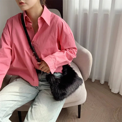 Plush Faux Fur Box Bag — Fluffy Shoulder, Crossbody & Clutch | Women