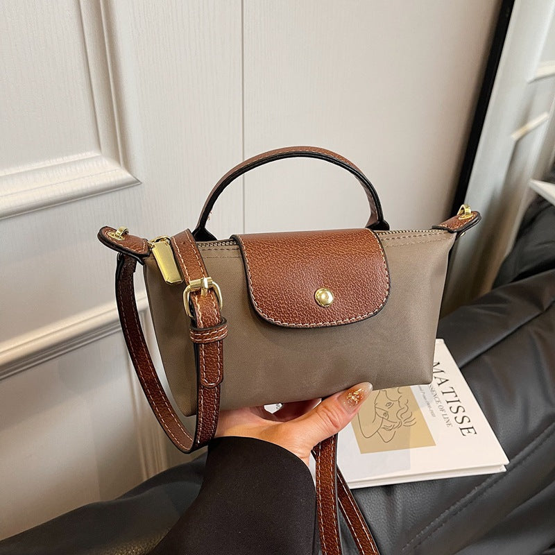 Mini Dumpling Crossbody Bag — Color-Block Nylon Phone Bag | Women 2025