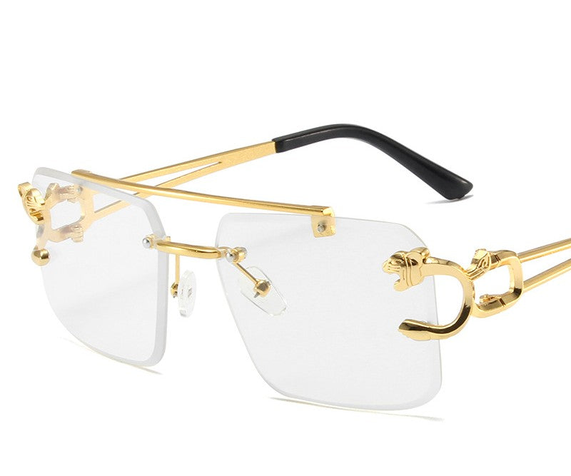 Hollow Mirror Leg Sunglasses — Hip Hop Street Style Gold Frame | Unisex