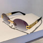 Frameless Oval Sunglasses — Anti-Purple Light Gold Frame | Women