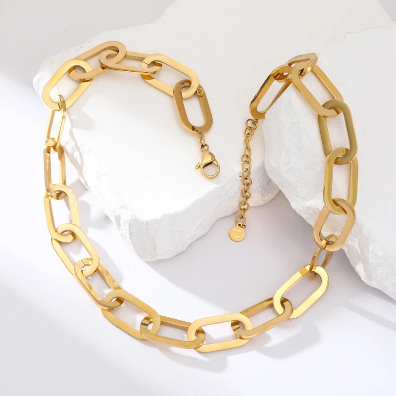 Exaggerated Gold Thick Chain Necklace — 316L Stainless Steel Waterproof | Women