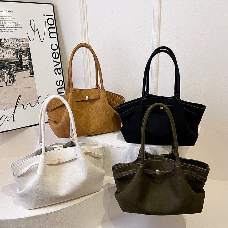 Velvet Suede Tote Bag — Large Capacity Retro Commuter Handbag | Women