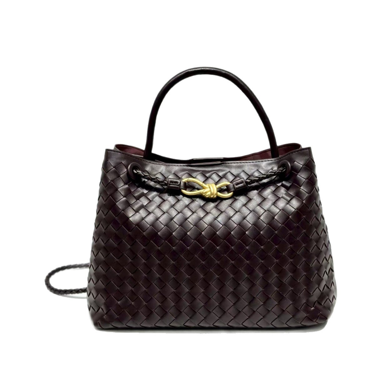 Figure-8 Metal Bow Genuine Leather Tote Bag — Large Capacity Shoulder & Crossbody | Women