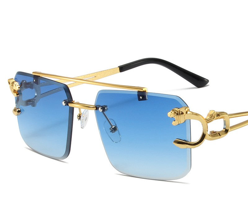 Hollow Mirror Leg Sunglasses — Hip Hop Street Style Gold Frame | Unisex