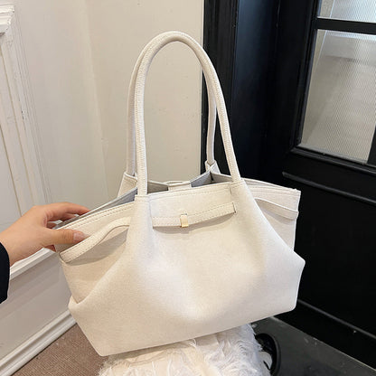 Velvet Suede Tote Bag — Large Capacity Retro Commuter Handbag | Women