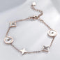 Four-Leaf Flower Shell Pendant Bracelet — Rose Gold Titanium Steel | Women