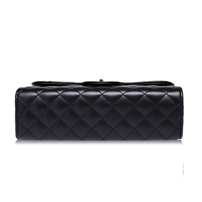 Women's Chain Strap Leather Shoulder Bag — Crossbody Messenger | Black