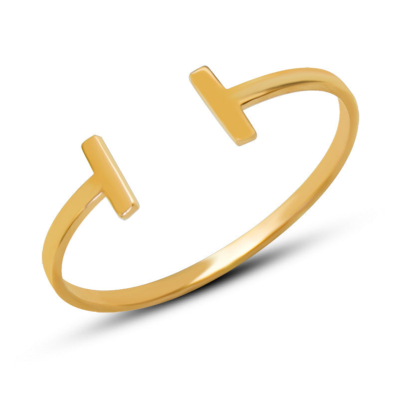 Titanium Steel T-Shape Open Bracelet — Geometric All-Match Cuff | Women