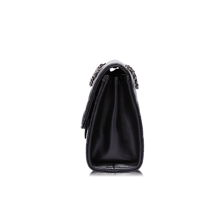 Women's Chain Strap Leather Shoulder Bag — Crossbody Messenger | Black