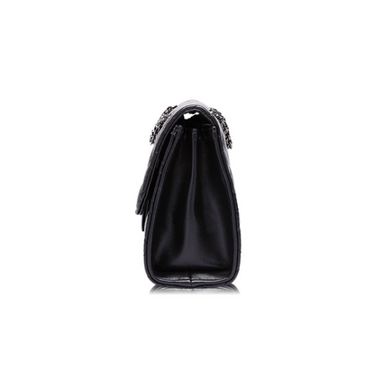 Women's Chain Strap Leather Shoulder Bag — Crossbody Messenger | Black