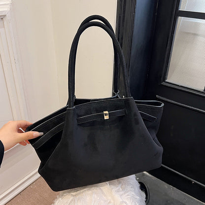 Velvet Suede Tote Bag — Large Capacity Retro Commuter Handbag | Women