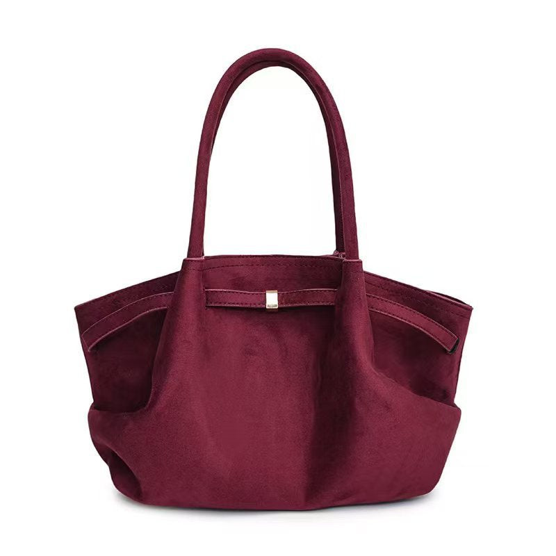 Velvet Suede Tote Bag — Large Capacity Retro Commuter Handbag | Women