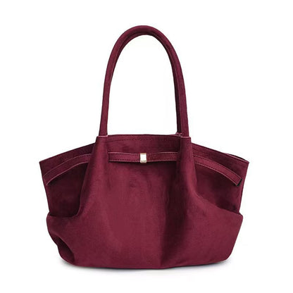 Velvet Suede Tote Bag — Large Capacity Retro Commuter Handbag | Women