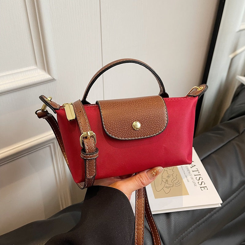 Mini Dumpling Crossbody Bag — Color-Block Nylon Phone Bag | Women 2025