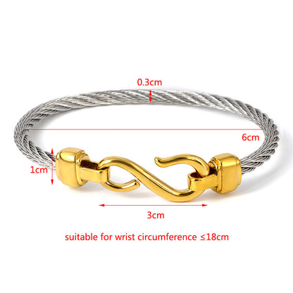 Open Titanium Steel Bracelet — Figure-8 Fishhook Cuff | Unisex