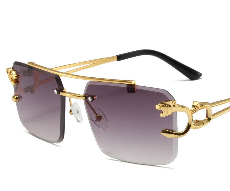 Hollow Mirror Leg Sunglasses — Hip Hop Street Style Gold Frame | Unisex